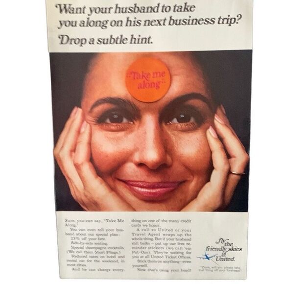 Vintage 1968 United Airlines Drop a Subtle Hint Ad Advertisement - Picture 3 of 4